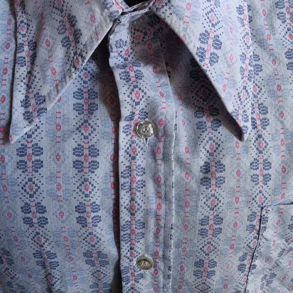 True Vintage Mens Shirt XL 70's Marlboro Geometric Pattern Buttery Distress Mod - Picture 3 of 8